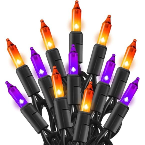 Purple and Orange Halloween Lights, 20FT 100 Count Incandescent Halloween - Picture 1 of 6